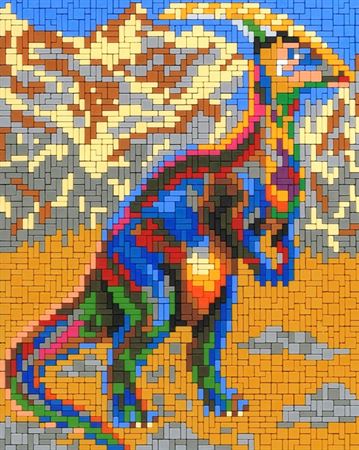 Stickit-Pixel Parasaurolophus mit Landschaft