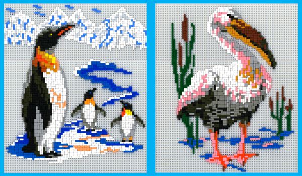 Stickit-Pixel Pelikan u. Pinguin 2 in 2