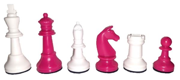 Schachplan faltbar weiss/pink, Feld 55 mm