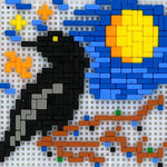 Stickit-Pixel Rabe in der Nacht