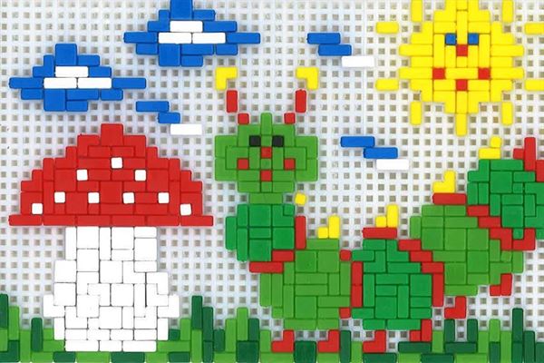 Stickit-Pixel Raupe mit Fliegenpilz