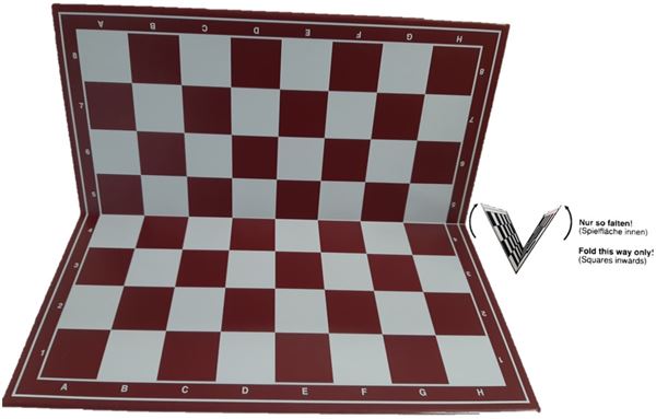 Schachplan faltbar weiss/rot, Feld 55 mm