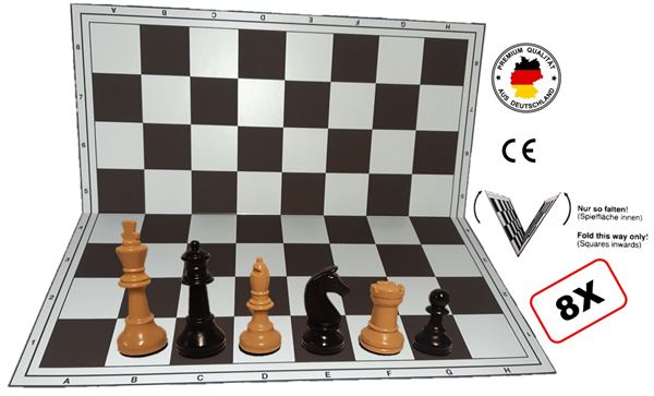 Schach Club Paket XXL "Profi" KH 93 mm, beige-schwarz