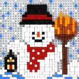 Stickit-Pixel Schneemann mit Laterne