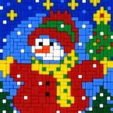 Stickit-Pixel Schneemann mit Weihnachtsbaum