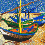 Stickit Pixel-Mosaik ,,Fischerboote am Strand,,