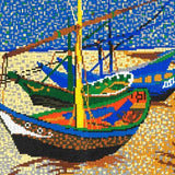Stickit Pixel-Mosaik ,,Fischerboote am Strand,,