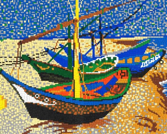 Stickit Pixel-Mosaik ,,Fischerboote am Strand,,