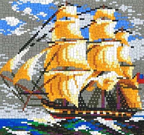 Stickit-Mosaik ,,Segelschiff Dreimaster,,