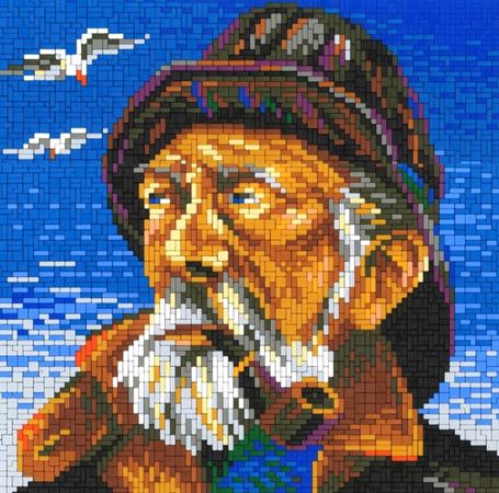 Stickit Pixel-Mosaik ,, Fischer mit Pfeife ,,