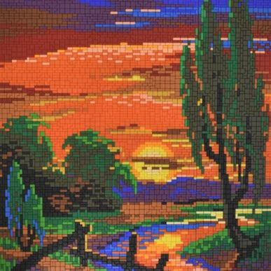 Stecksystem Sonnenuntergang mit XXL-Steckvorlage