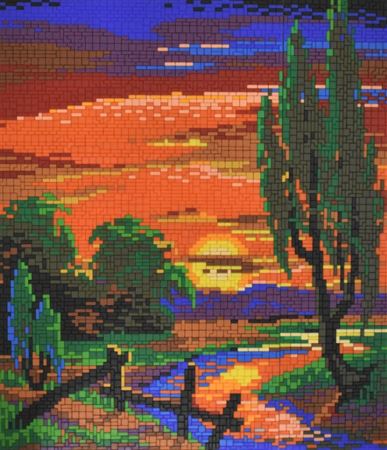 Stecksystem Sonnenuntergang mit XXL-Steckvorlage