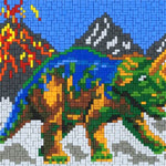 Stickit-Pixel Triceratops mit Vulkan