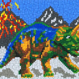 Stickit-Pixel Triceratops mit Vulkan