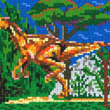 Stickit-Pixel Velociraptor mit Landschaft