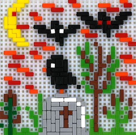 Stickit-Pixel Vogel auf dem Grab