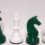 Schachfiguren weiss/grün KH 93 mm mit Filz