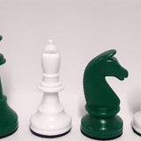 Schachfiguren weiss/grün KH 93 mm mit Filz