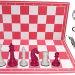 Schachset "Profi" mit Schachbrett und Schachfiguren KH 93 mm, weiss-pink