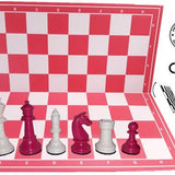 Schachset "Profi" mit Schachbrett und Schachfiguren KH 93 mm, weiss-pink