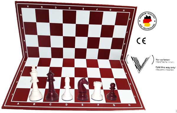 Schachset "Profi" mit Schachbrett und Schachfiguren KH 93 mm, weiss-rot