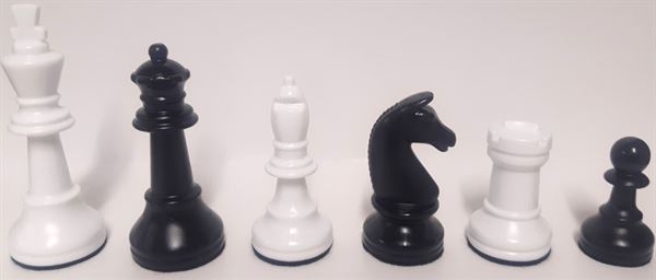 Schachfiguren weiss/schwarz KH 93 mm mit Filz