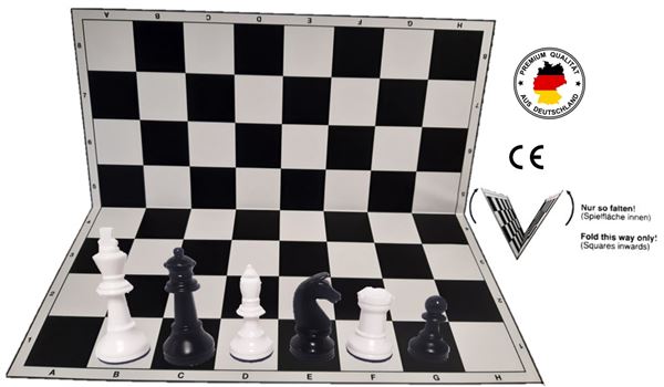 Schachset "Profi" mit Schachbrett und Schachfiguren KH 93 mm, weiss-schwarz