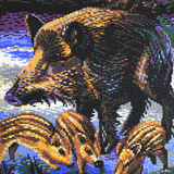 Stecksystem Wildschwein mit Ferkel mit XXL-Steckvorlage