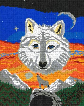 Stecksystem Wolf mit Nachleuchtsteinen mit XXL-Steckvorlage