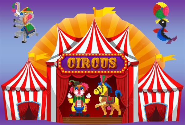 Stickit-Pixel Zirkusvorstellung 4 in 4