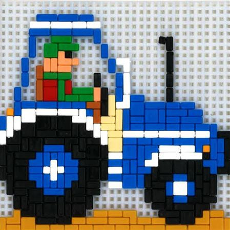 Stickit-Pixel "blauer Traktor"