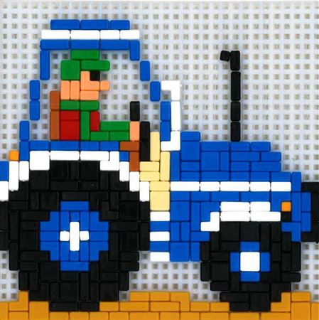 Stickit-Pixel "blauer Traktor"