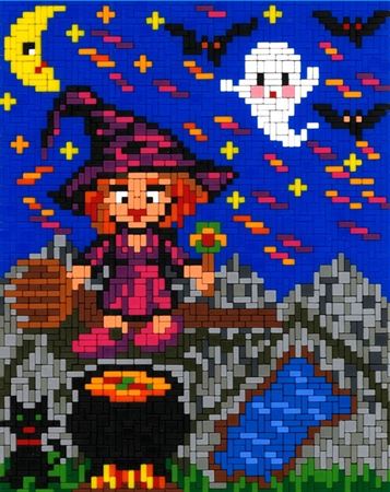 Stickit-Pixel die fliegende Hexe
